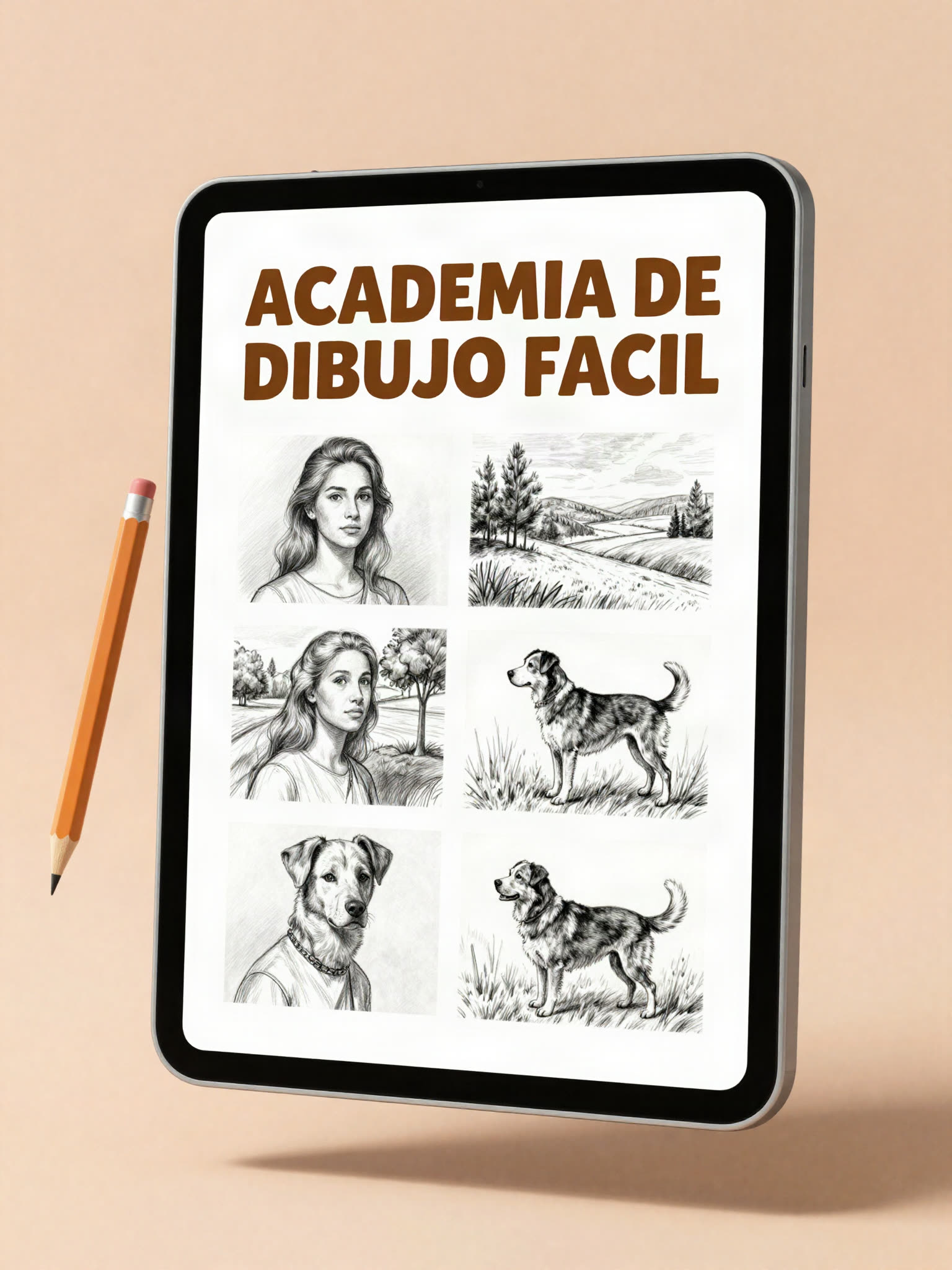 Academia de Dibujo Fácil — mockup del manual con +200 ejercicios